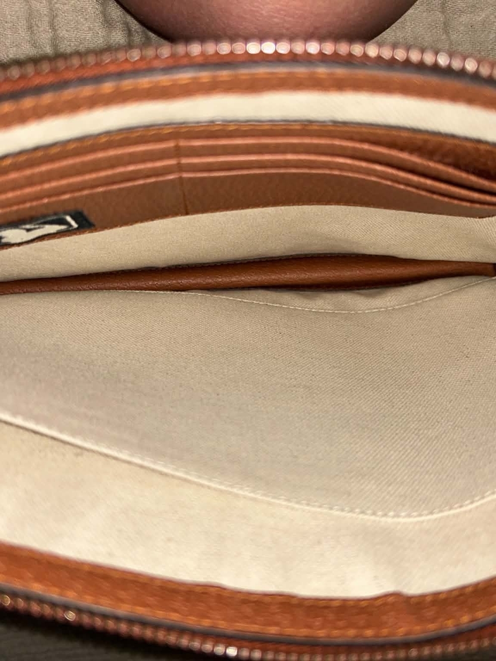 Gucci Tan/Brown Monogram Toiletry Pouch with White Embroidered Logo - Picture 4 of 7
